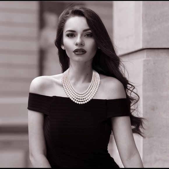 Genuine Freshwater cultured Pearl 5strand necklace - Picture 2 of 11